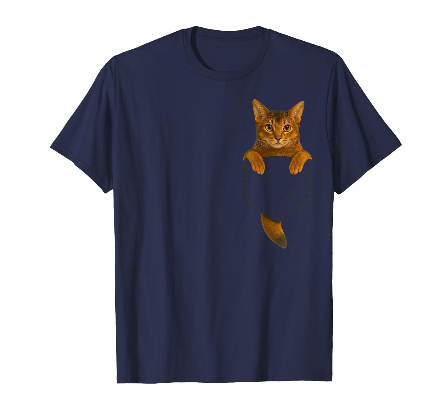 Abyssinian Cat Pocket Funny Gifts Cat Mom Cat Dad Cat Lover T-Shirt