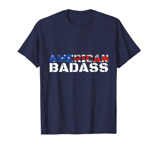 American Badass USA Flag Patriotic Distressed T-Shirt T-Shirt