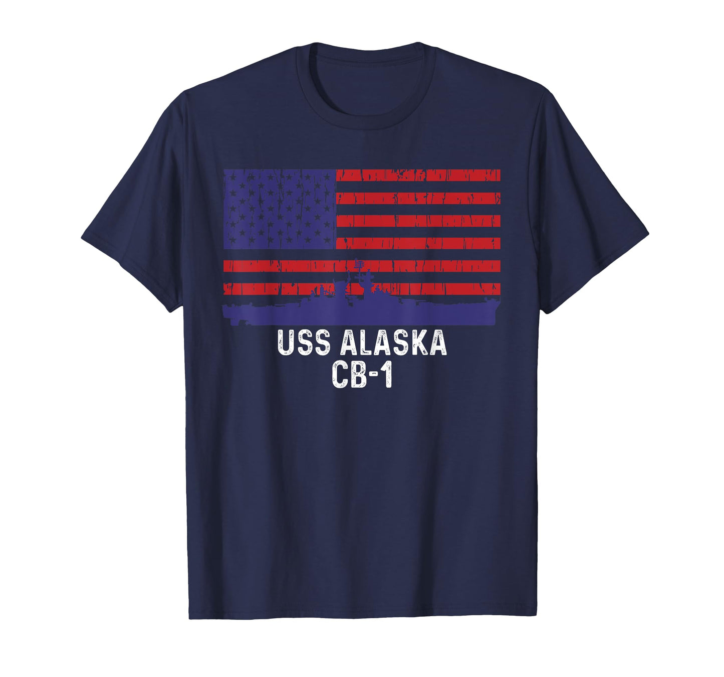 USS Alaska CB-1 Battleship Vintage American Flag T-Shirt for Women Men