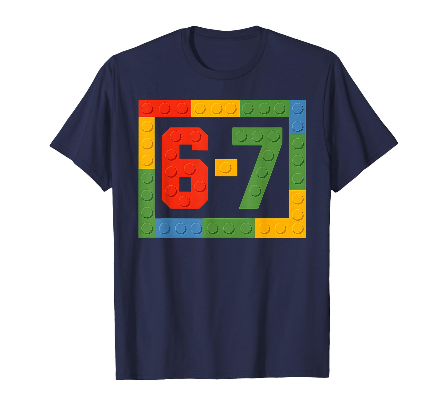 67 Building Blocks for Kids Boys Six Seven Funny 6-7 Meme T-Shirt