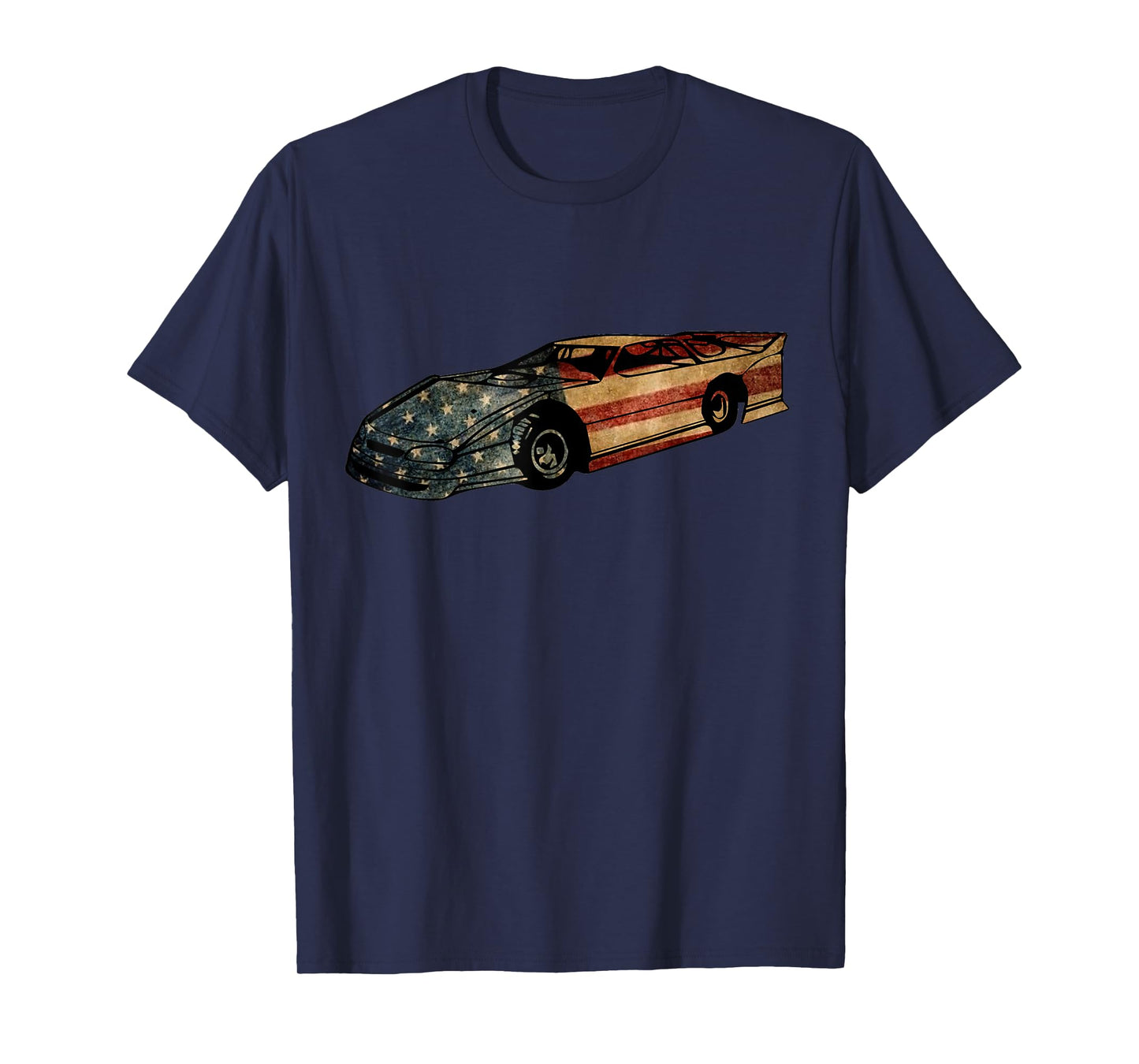 Late Model Dirt Track Racing American Flag Vintage Looking T-Shirt