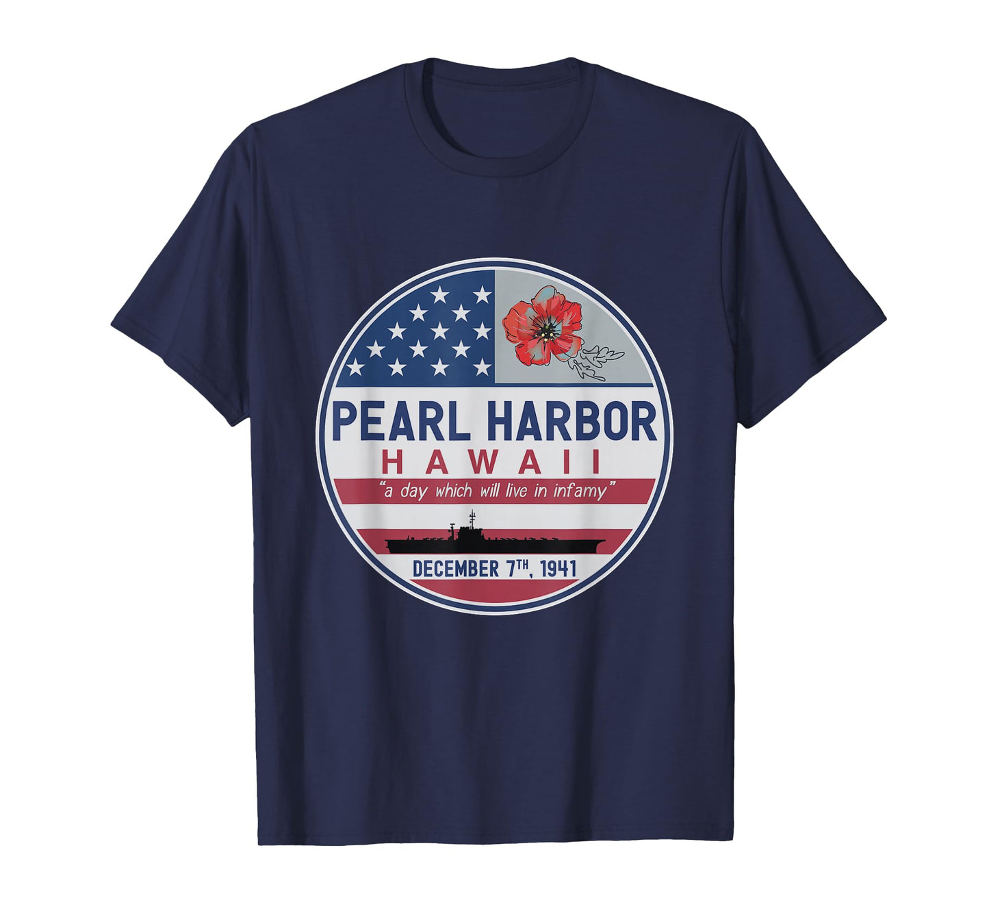 Pearl Harbor Memorial Hawaii Vintage USA Flag Day of Infamy T-Shirt