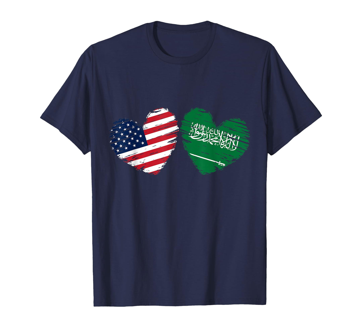 USA Saudi Arabia Flag Heart Saudi Arabian American T-Shirt