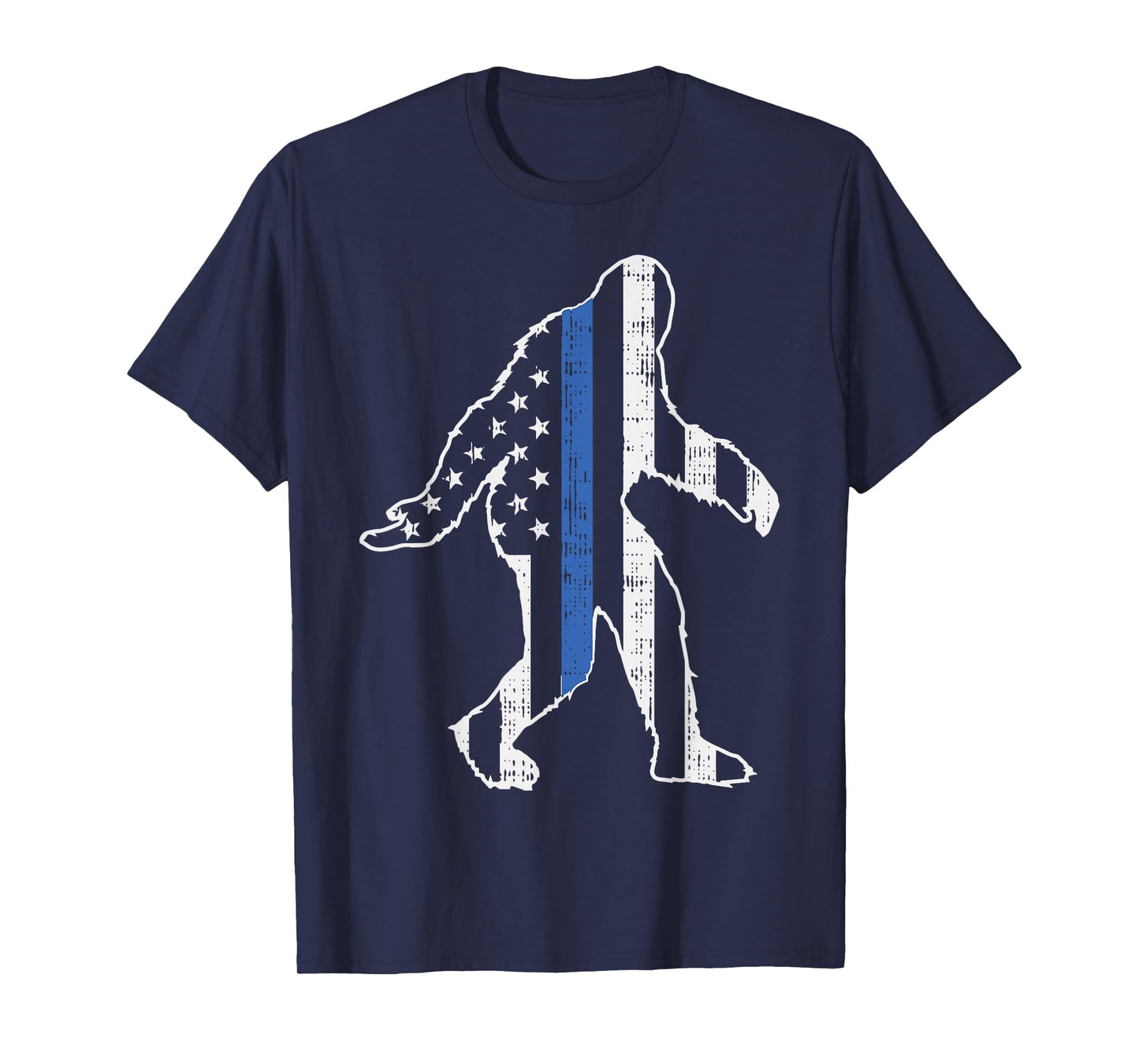 Thin Blue Line Bigfoot Law Enforcement LE Cop US Flag Police T-Shirt