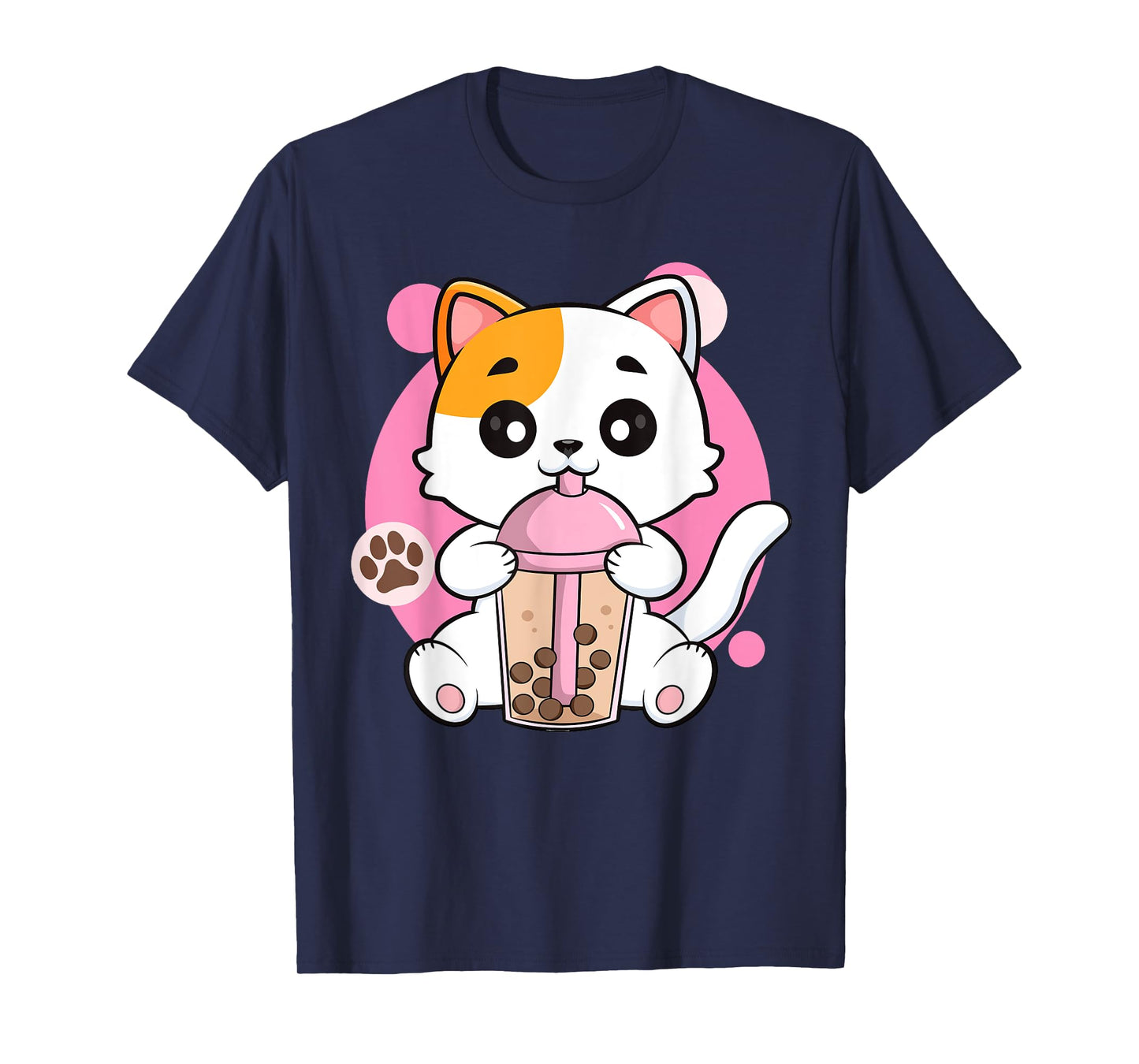 Cute Cat Shirt Boba Tea Anime Japanese Kids Teen Girl Kawaii T-Shirt