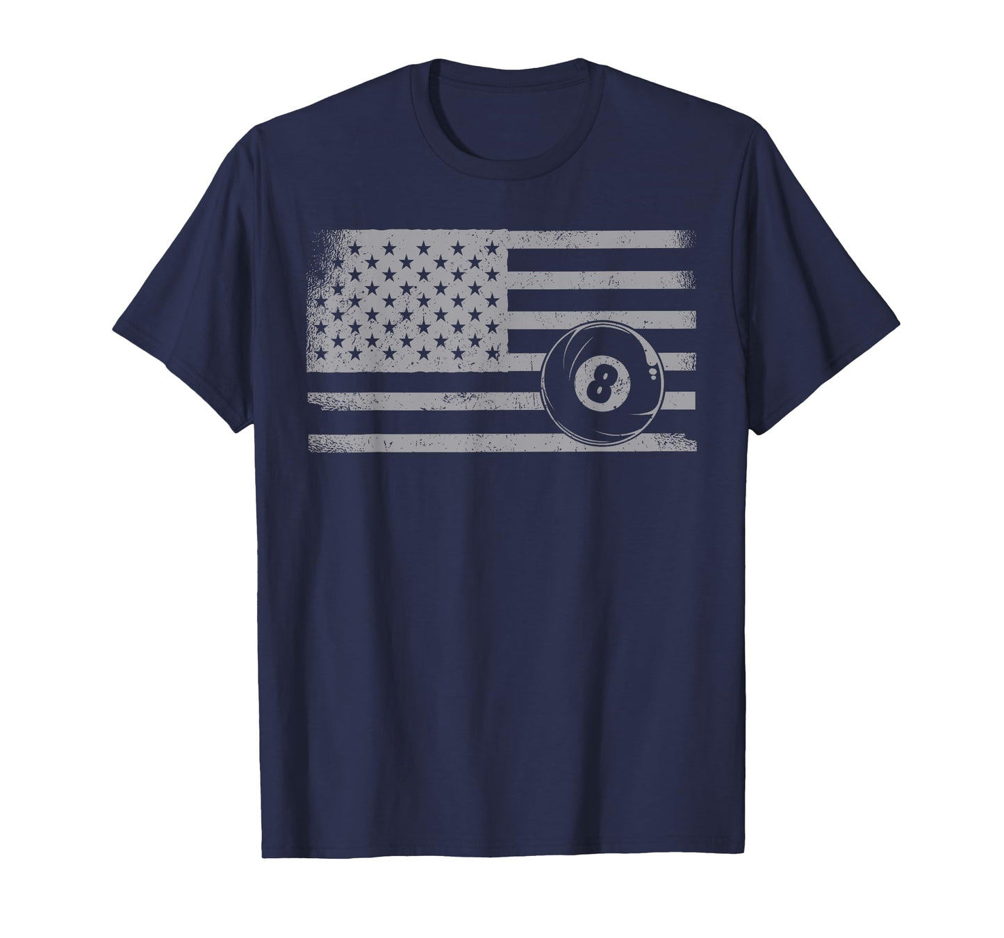 Billiards Pool Player Ball American Flag Vintage 8 Ball T-Shirt for Women Men