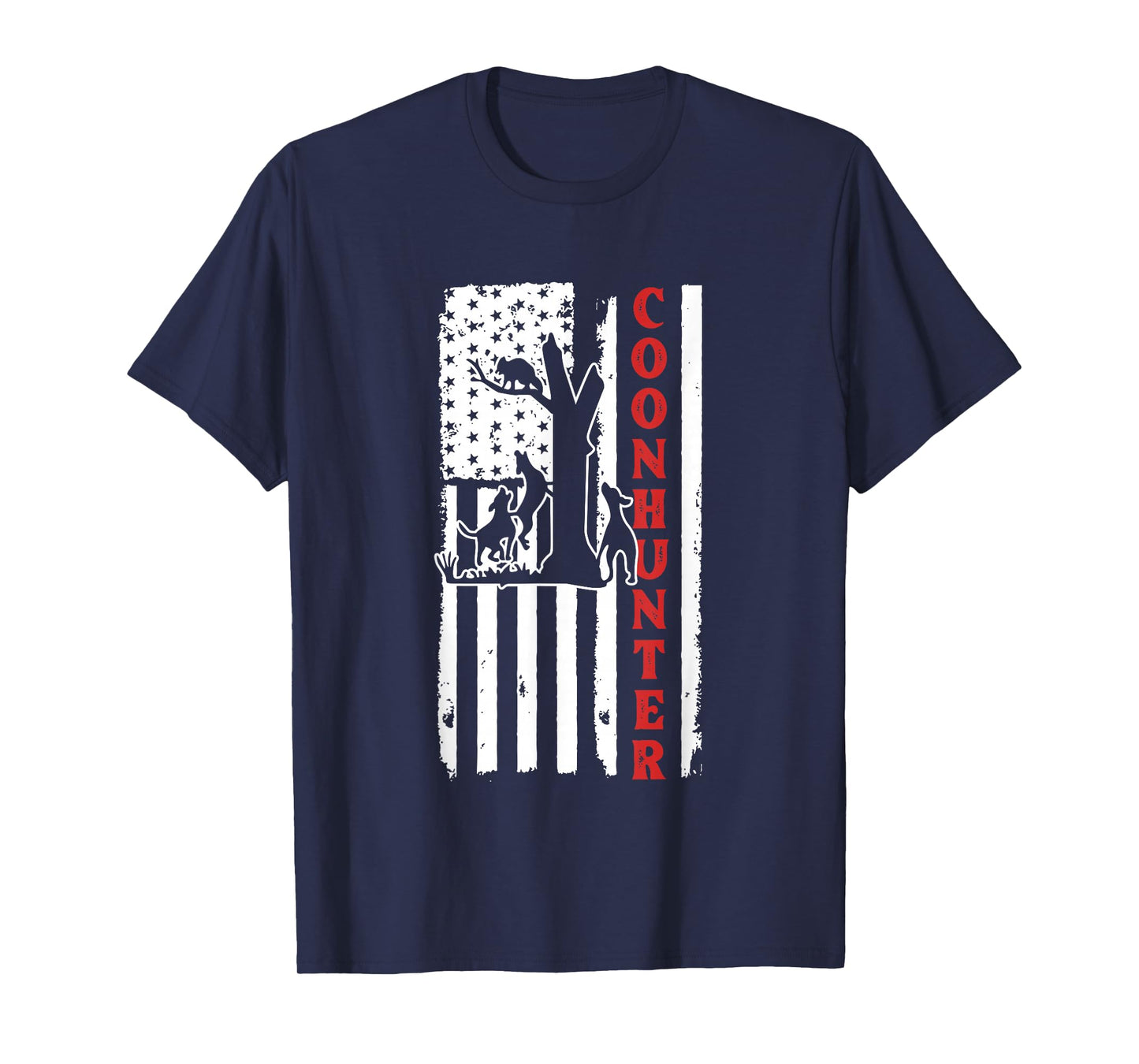 Raccoon Hunting Season USA Flag Coon Hunter T-Shirt
