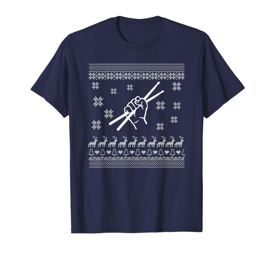 Drummer Ugly Sweater Style Christmas 2019 T-Shirt