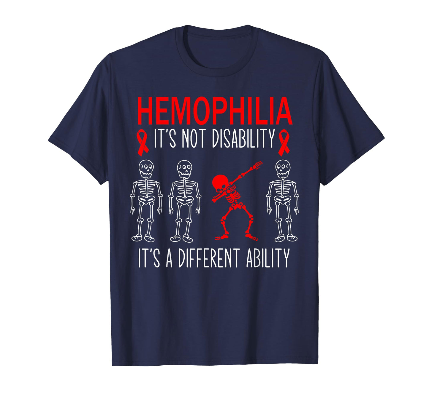 Hemophilia Awareness Dabbing Different Ability Red Ribbon T-Shirt