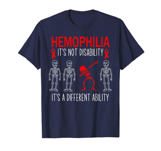 Hemophilia Awareness Dabbing Different Ability Red Ribbon T-Shirt