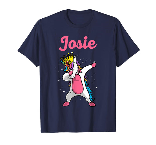 JOSIE Gift Name Personalized Birthday Dabbing Unicorn Queen T-Shirt