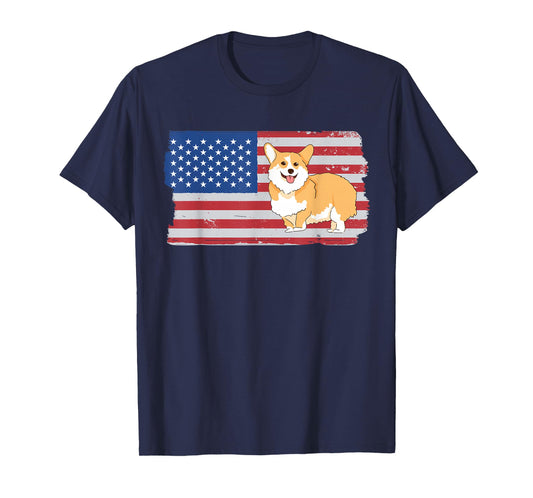 Corgi USA Flag Funny Pet Corgi Dog Lover T-Shirt