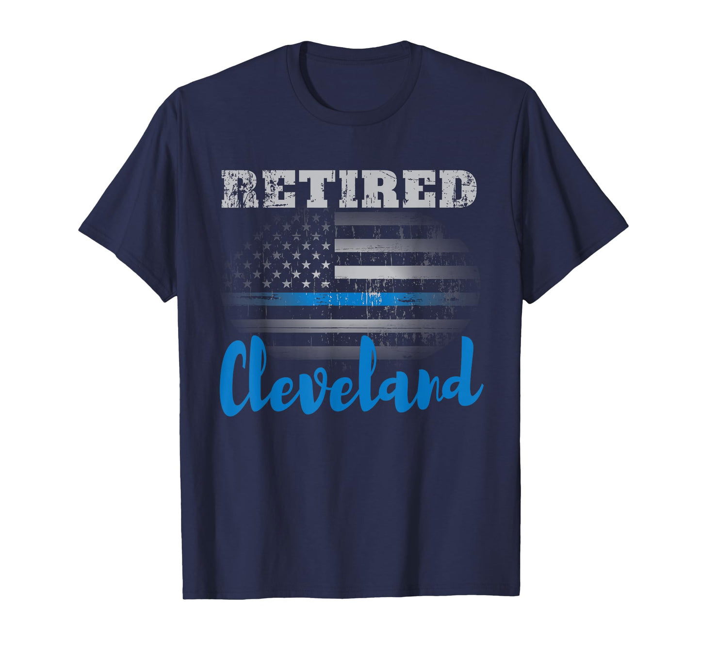 Retired Police Officer Cleveland American Flag Design T-Shirt