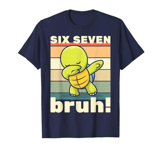 67 Meme Funny Six Seven Bruh Kids Boys Girls Dabbing Turtle T-Shirt