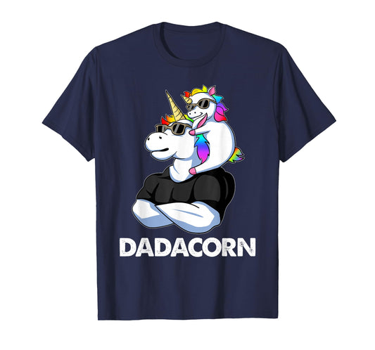 Dadacorn - Unicorn Dad and Baby Christmas Papa Father's Day T-Shirt Small