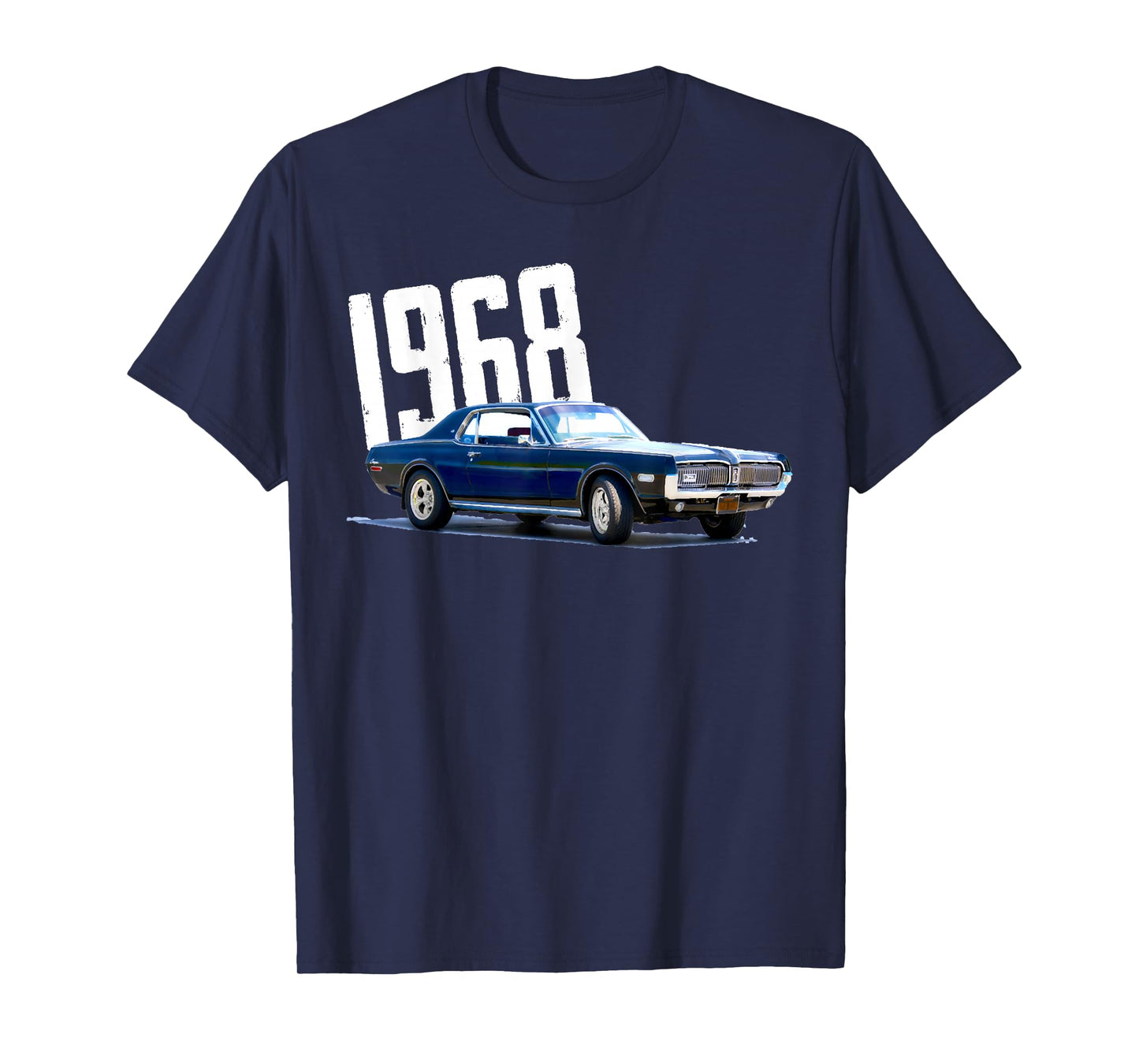 1968 68 Mercury Cougar Blue Classic Vintage Old Car USA Flag T-Shirt