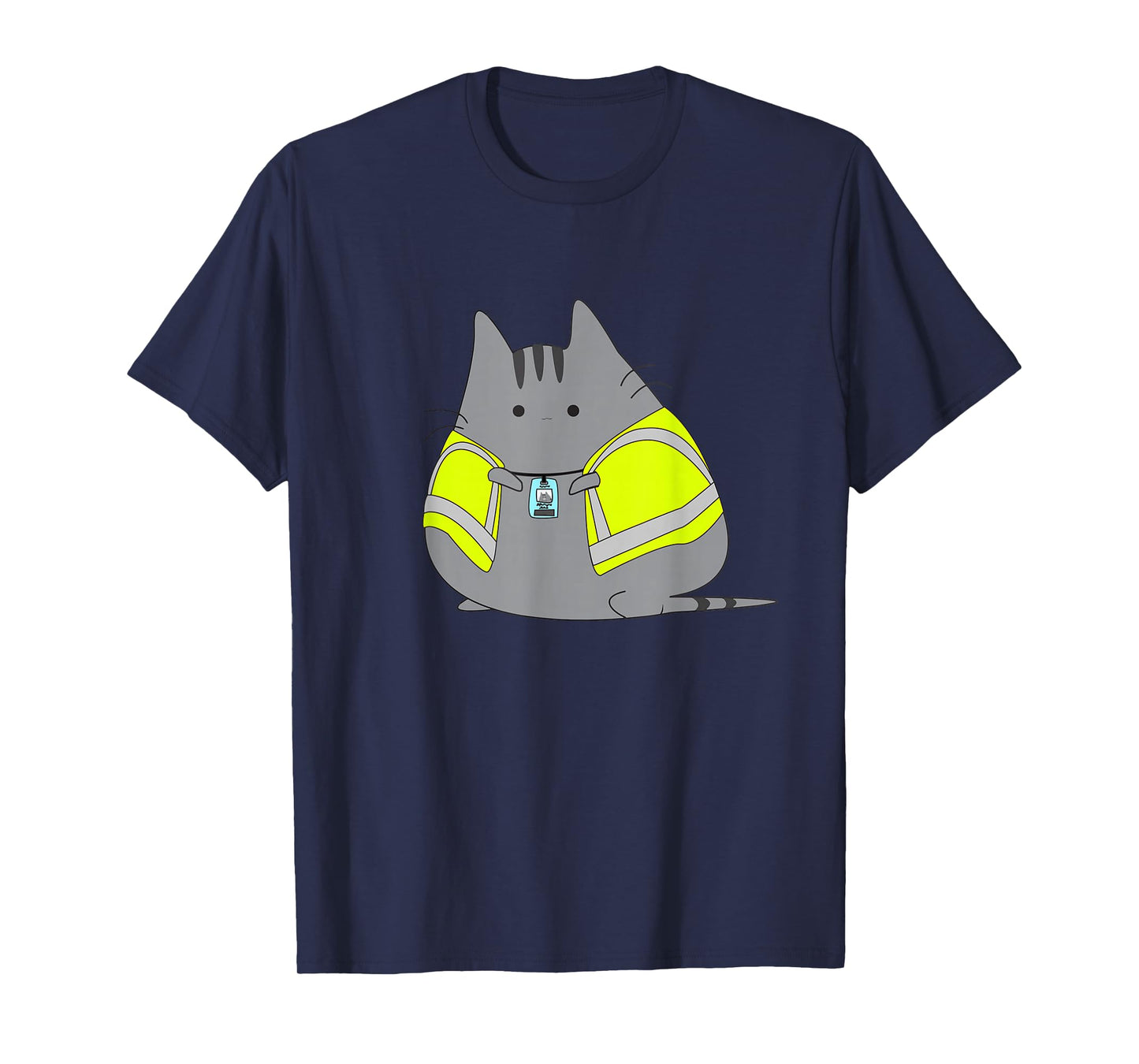 Chubby Kitten Wearing Safety Vest Funny T-Shirt