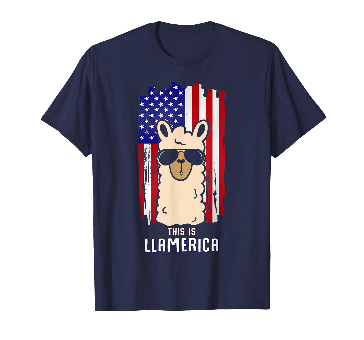 Llama Alpaca Llamerica 4th of July Llama Sunglasses USA Flag Women Kids Men T-Shirt