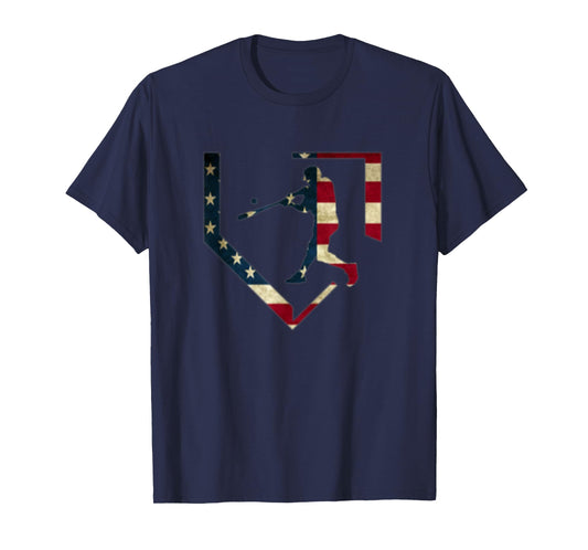 High School Baseball Season College Ball Player USA Flag T-Shirt