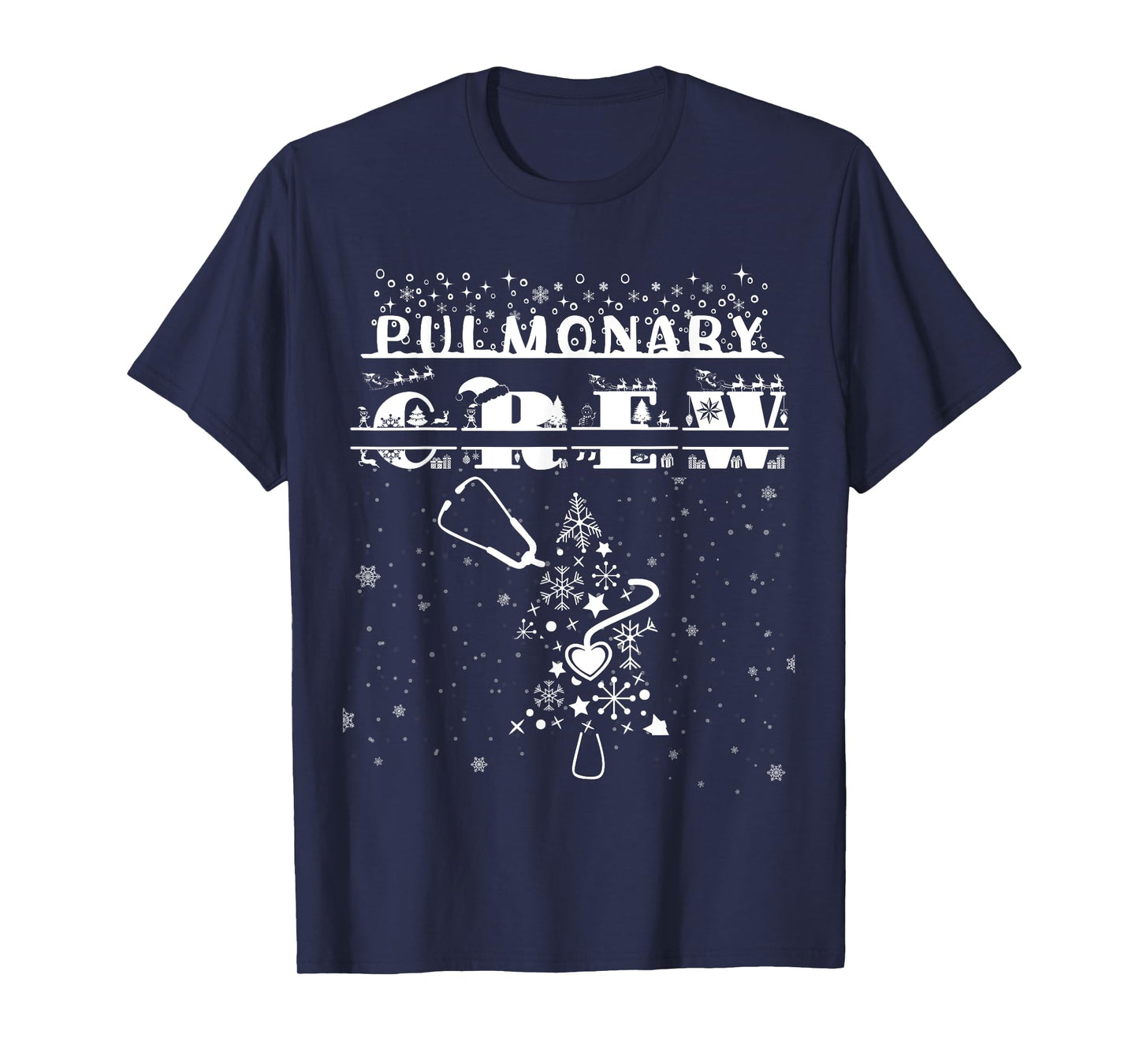 Christmas Pulmonary Nurse Shirt Lung Crew Stethoscope Tree T-Shirt