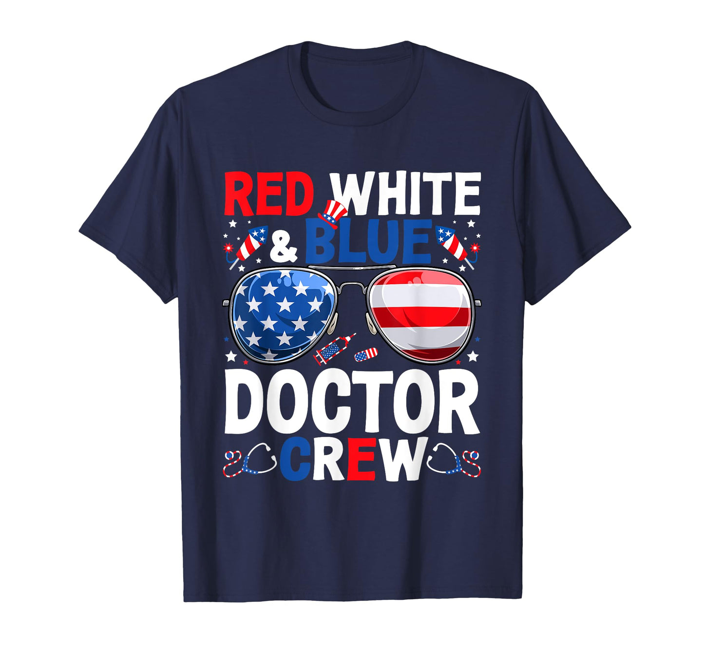 4th Of July Red White & Blue Doctor Crew American Flag Women Men T-Shirt