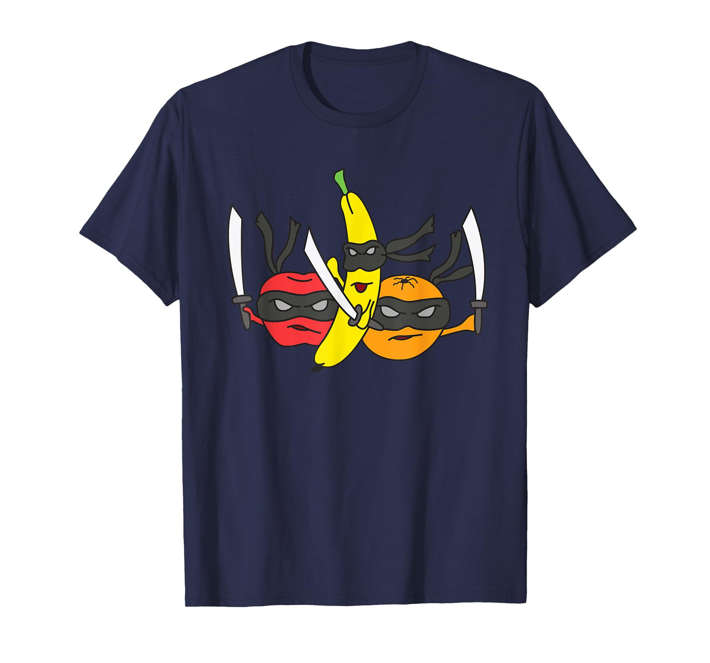Fruits Fight Against Ninja Swords Cartoon Graphic T-Shirt