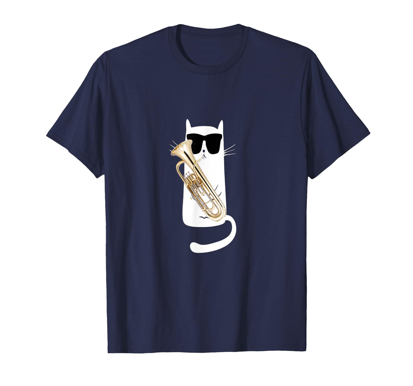 Funny Cat Wearing Sunglasses Playing Tuba T-Shirt