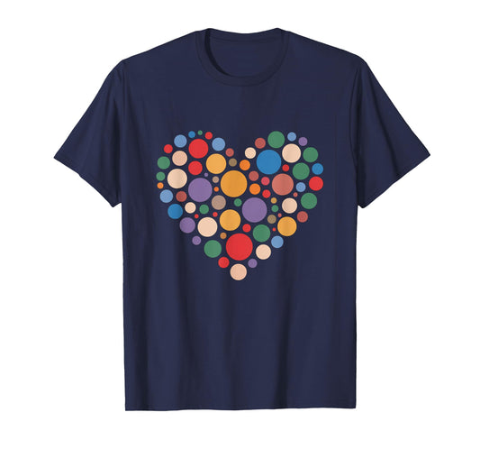 Colorful Rainbow Polka Dot Heart T-Shirt
