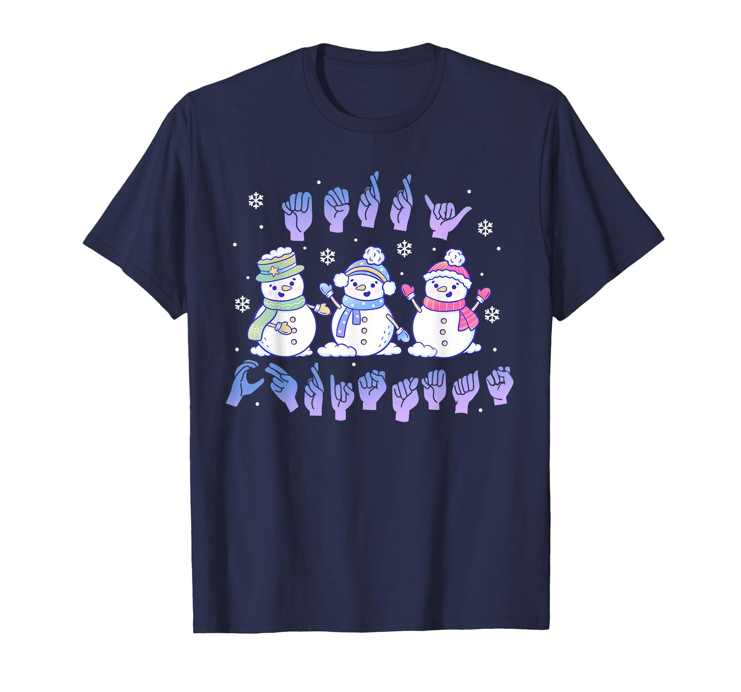 ASL Christmas Snowmen Merry Christmas Sign Language T-Shirt