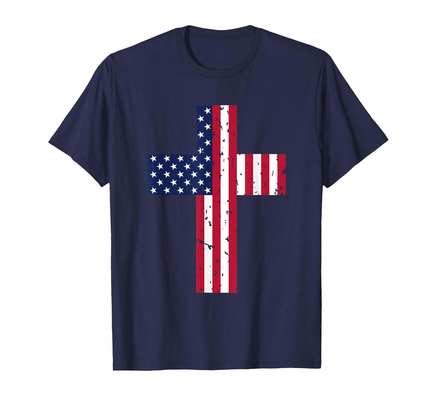 Cross USA Flag Christian Religious US America Faith Graphic T-Shirt