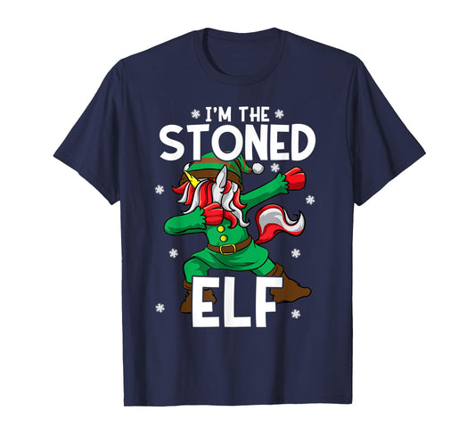 I'm The Stoned Elf Unicorn Cannabis Marijuana Weed Christmas T-Shirt