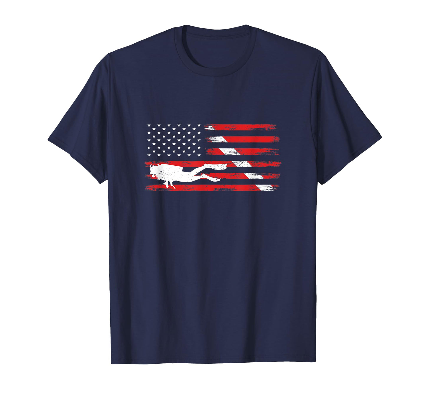 Diving Down Dive Flag Scuba Diving American Flag Diver T-Shirt