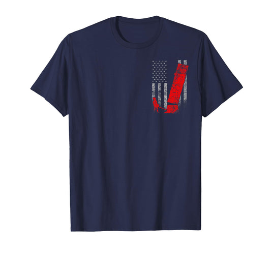 Two-Sided Logging Flag Shirt - Red Logger Felling a Tree T-Shirt