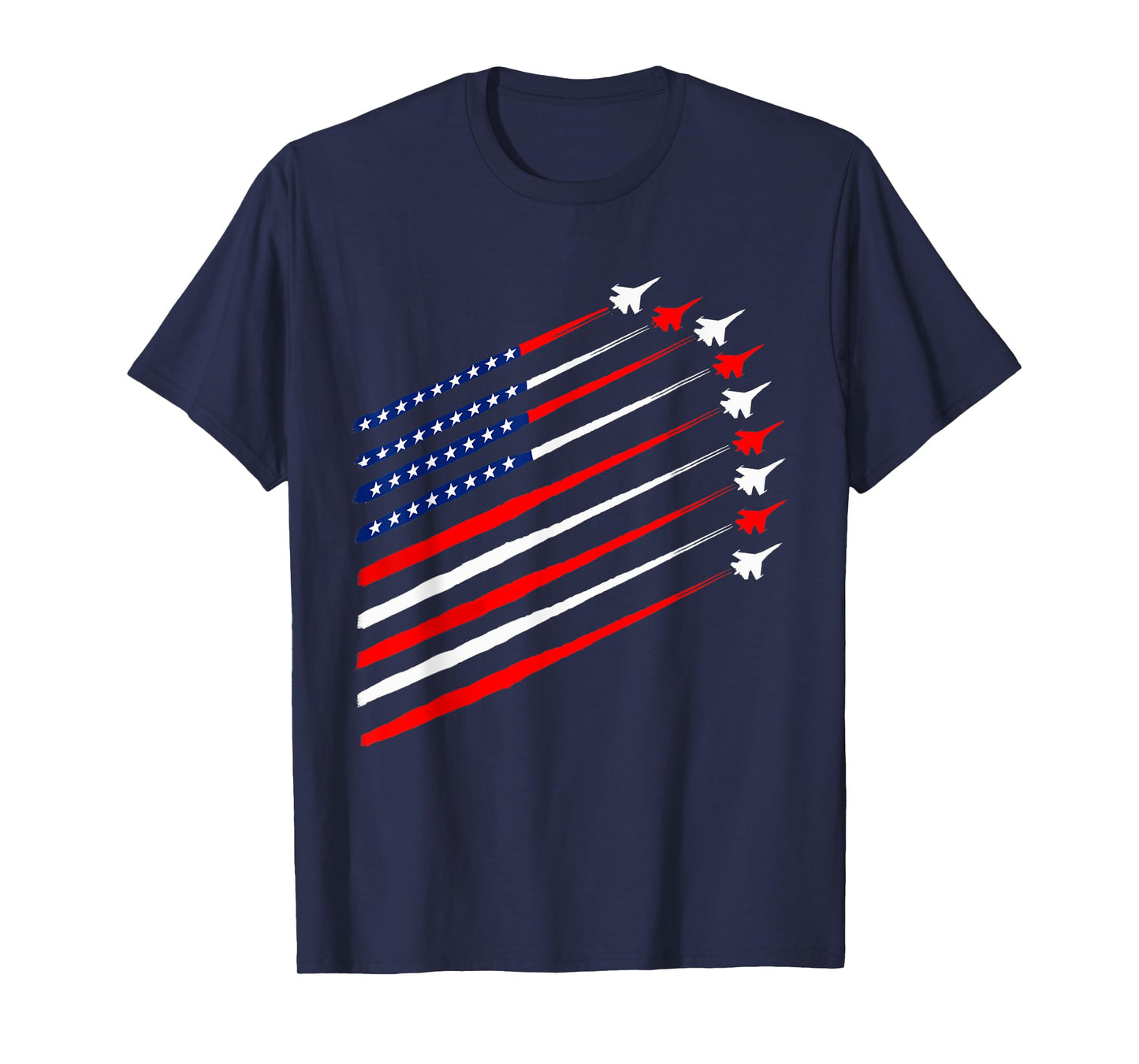 4th Of July Fighter Jet Airplane Red White Blue Patriotic T-Shirt