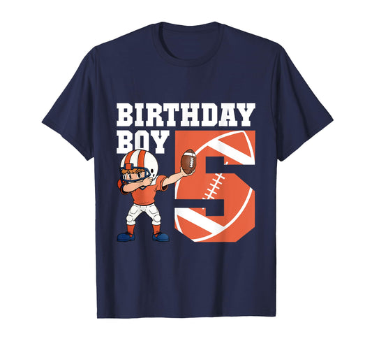 5th Birthday Boy Football Player Dabbing 5 Years Old Kids T-Shirt
