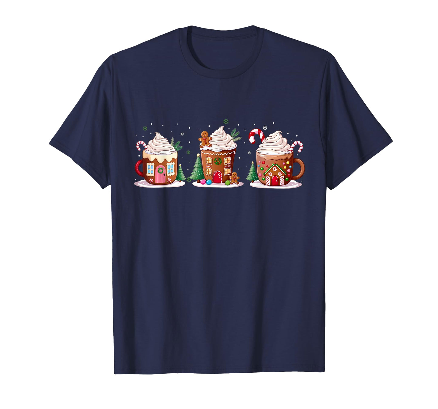 Coffee Christmas Gingerbread Cookie Women Latte Cozy Winter T-Shirt