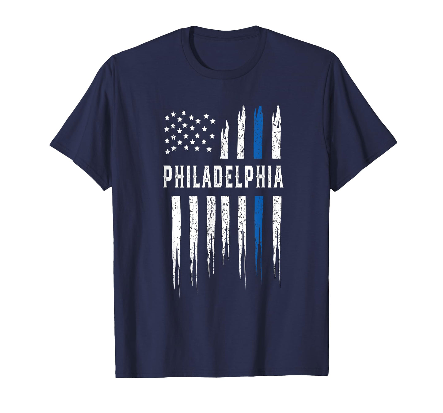 Thin Blue Line Heart Philadelphia Police Officer T-Shirt