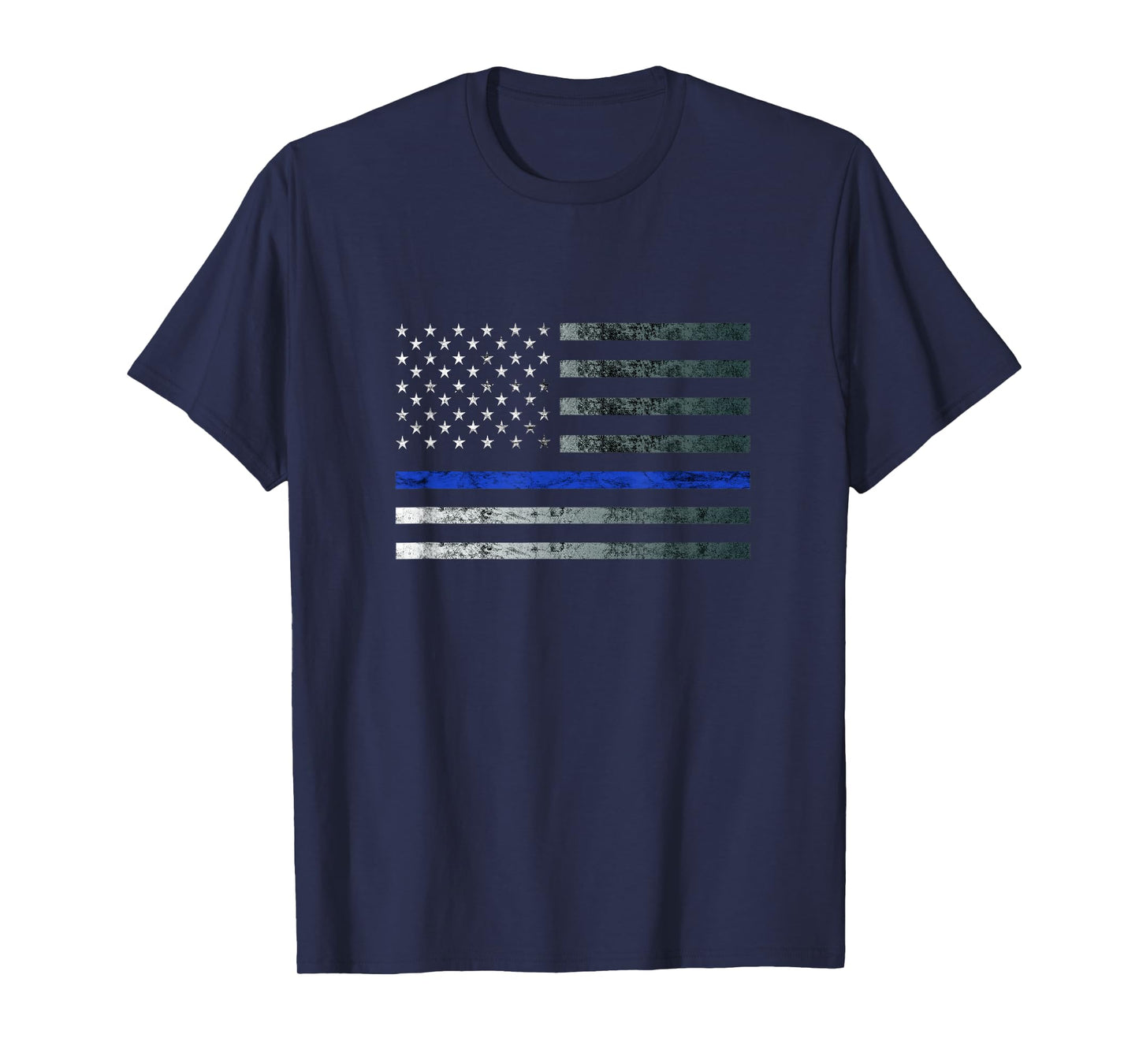 Thin Blue Line Police Officer Law Heroic Flag American Flag T-Shirt
