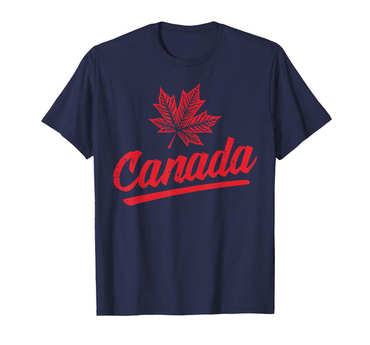 Cursive Canada Maple Leaf Canadian Patriotic Women Men Kids T-Shirt