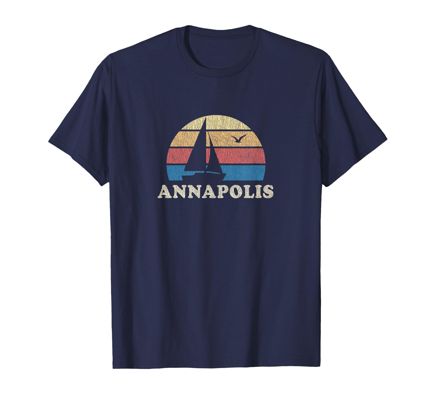 Annapolis MD T-Shirt Vintage Sailboat 70s Throwback Sunset T-Shirt