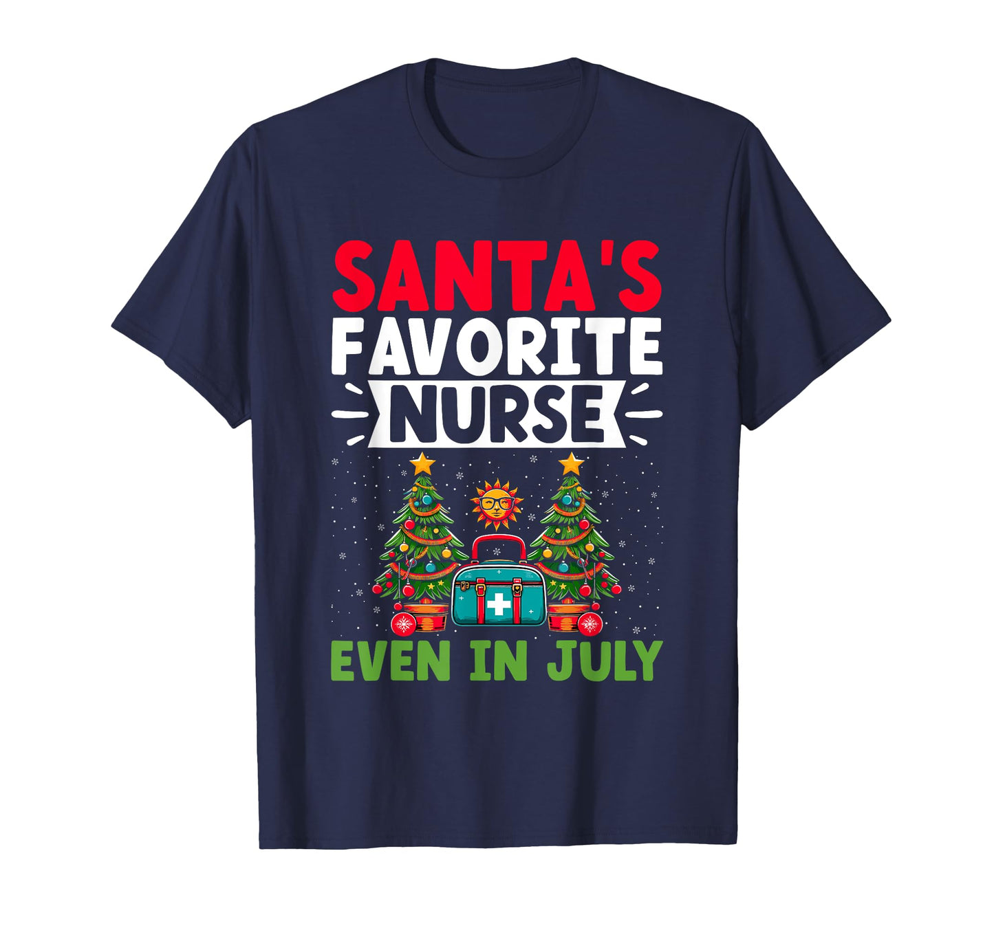Christmas In July Nurse Santa Hat Summer Medical RN T-Shirt