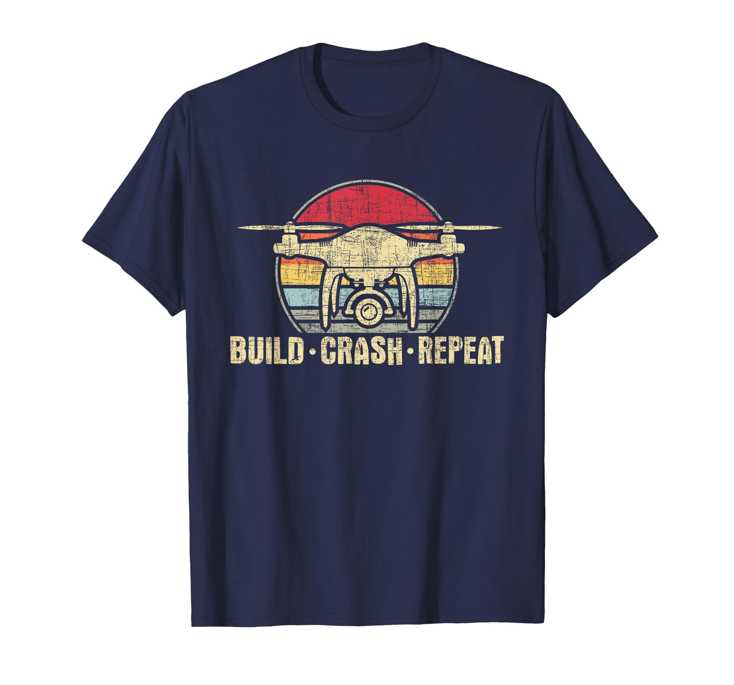 Funny Drone Shirts - Build Crash Repeat - Drone Pilot Quadcopter FAA Certified Unisex-Adults Black T-Shirt