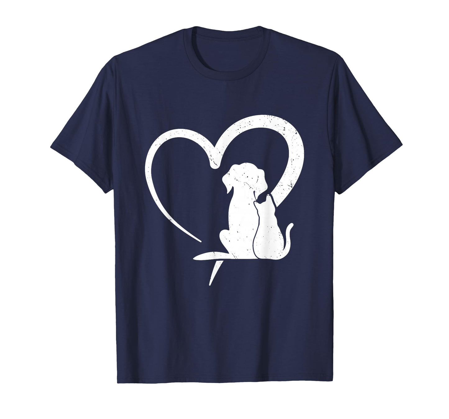 Dog Puppy and Baby Cat Heart for Pets Animal Lover Men Women T-Shirt