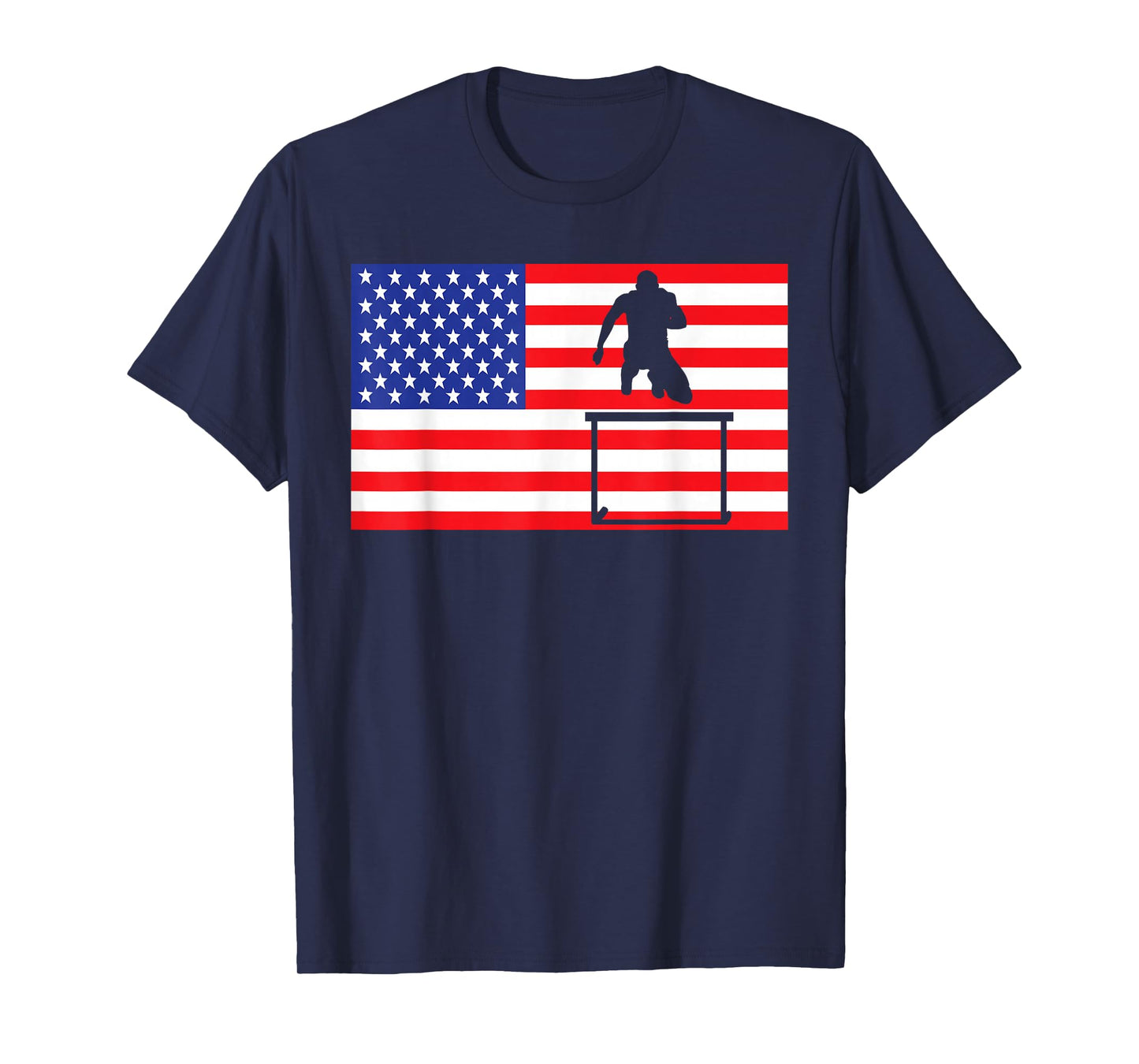 Hurdles USA American Flag Track & Field Running 4th Of July T-Shirt