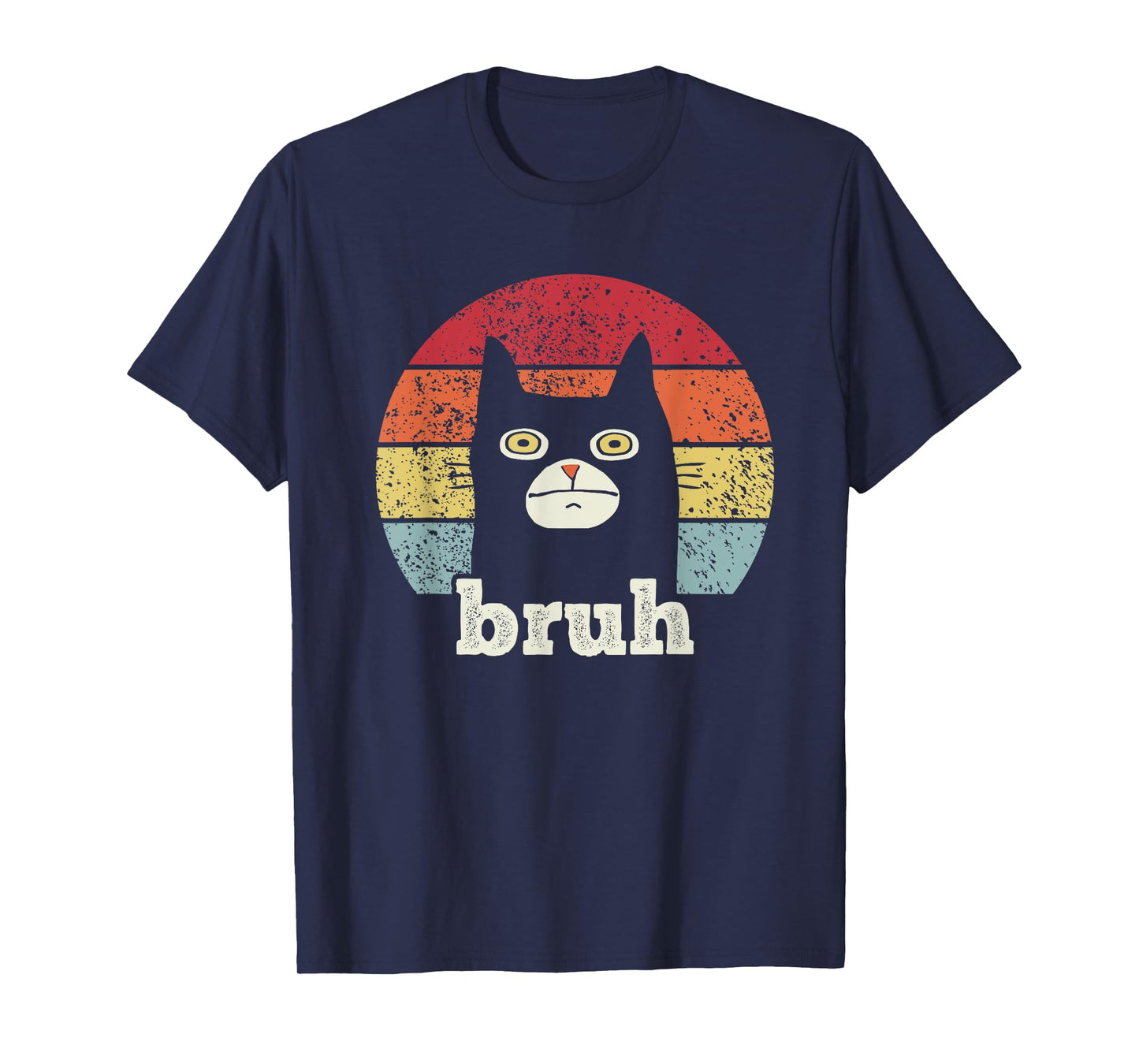 Funny Meme saying Bruh with Cat Greetings Teens Boys Men T-Shirt