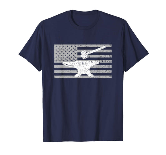 Forging Shirt, Forge Shirt, American Flag Blacksmith Anvil Women Men T-Shirt
