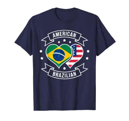 Half American Half Brazilian USA Flag Brazil America T-Shirt