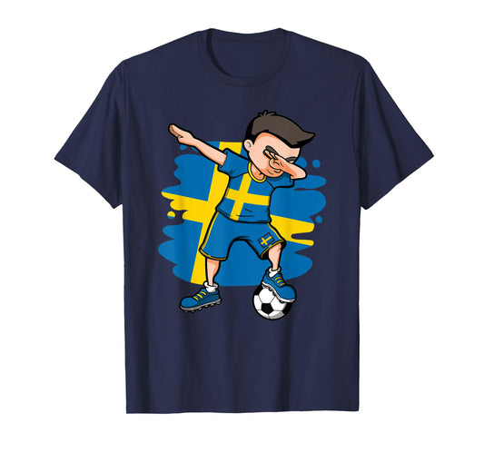 Dabbing Soccer Boy - Sweden Jersey Swedish Football Fans T-Shirt