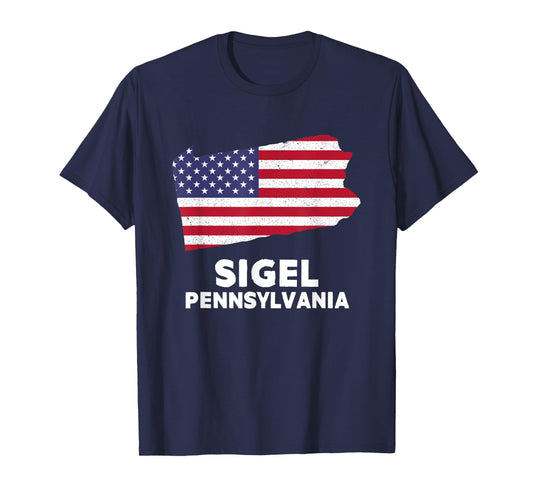 Distressed Patriotic USA Flag Sigel, Pennsylvania T-Shirt
