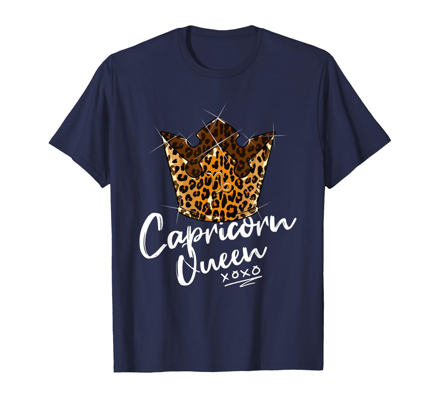 Leopard Capricorn Queen Zodiac Sign to Leopard Pattern Crown T-Shirt